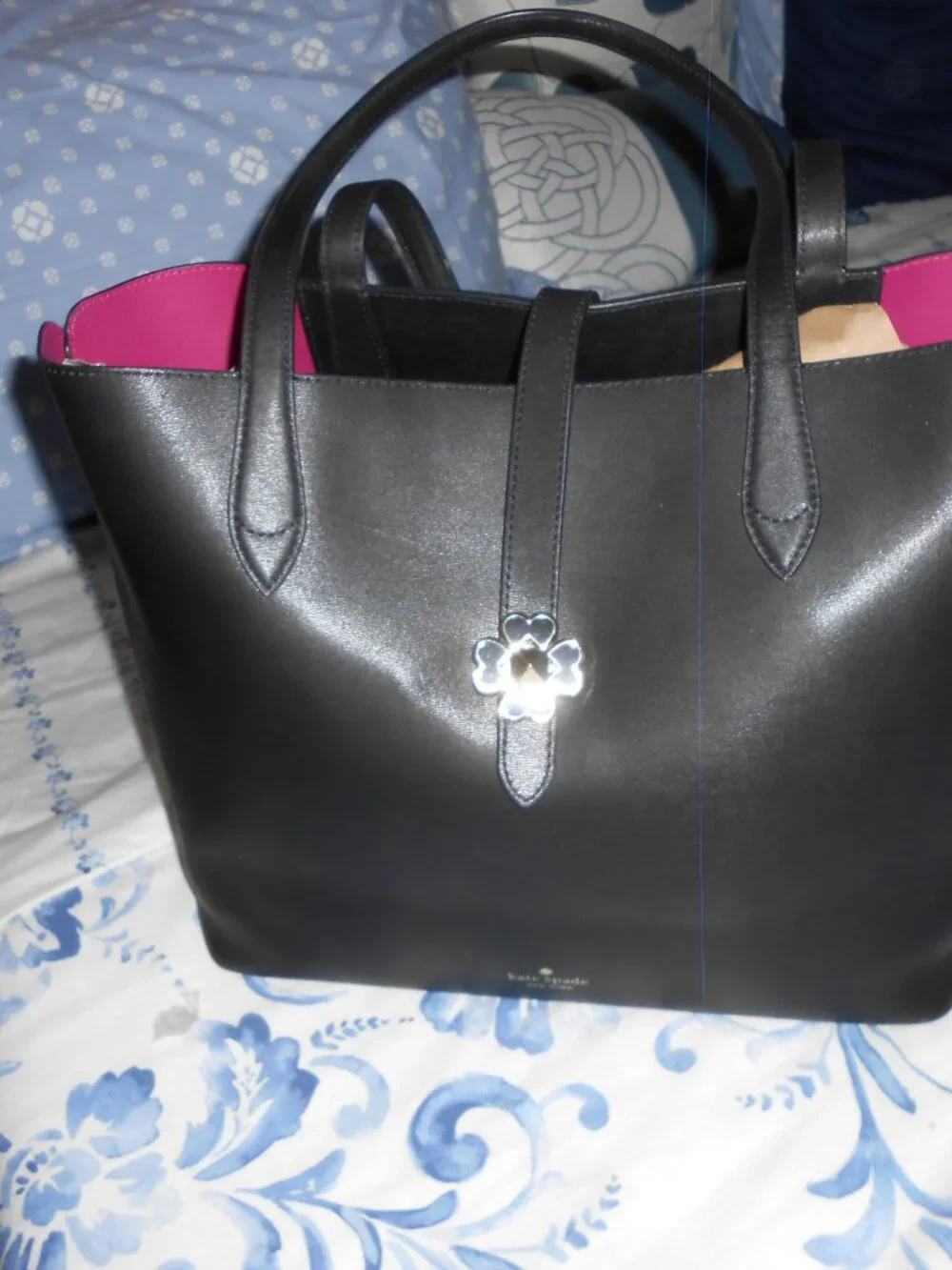 Kate Spade Tote Bag Women's Large Black Nicola Twist lock closure VGC